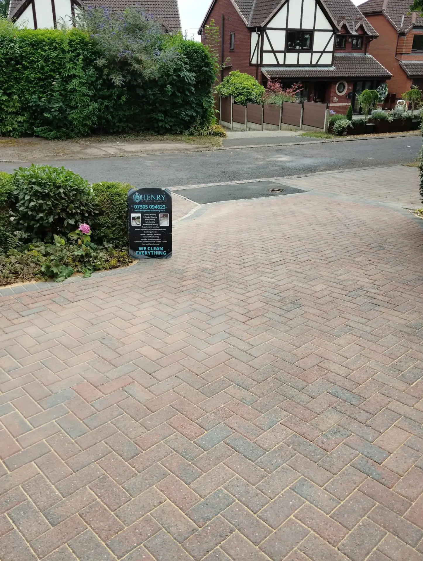Wide block paved frontage cleaned, re-sanded and sealed