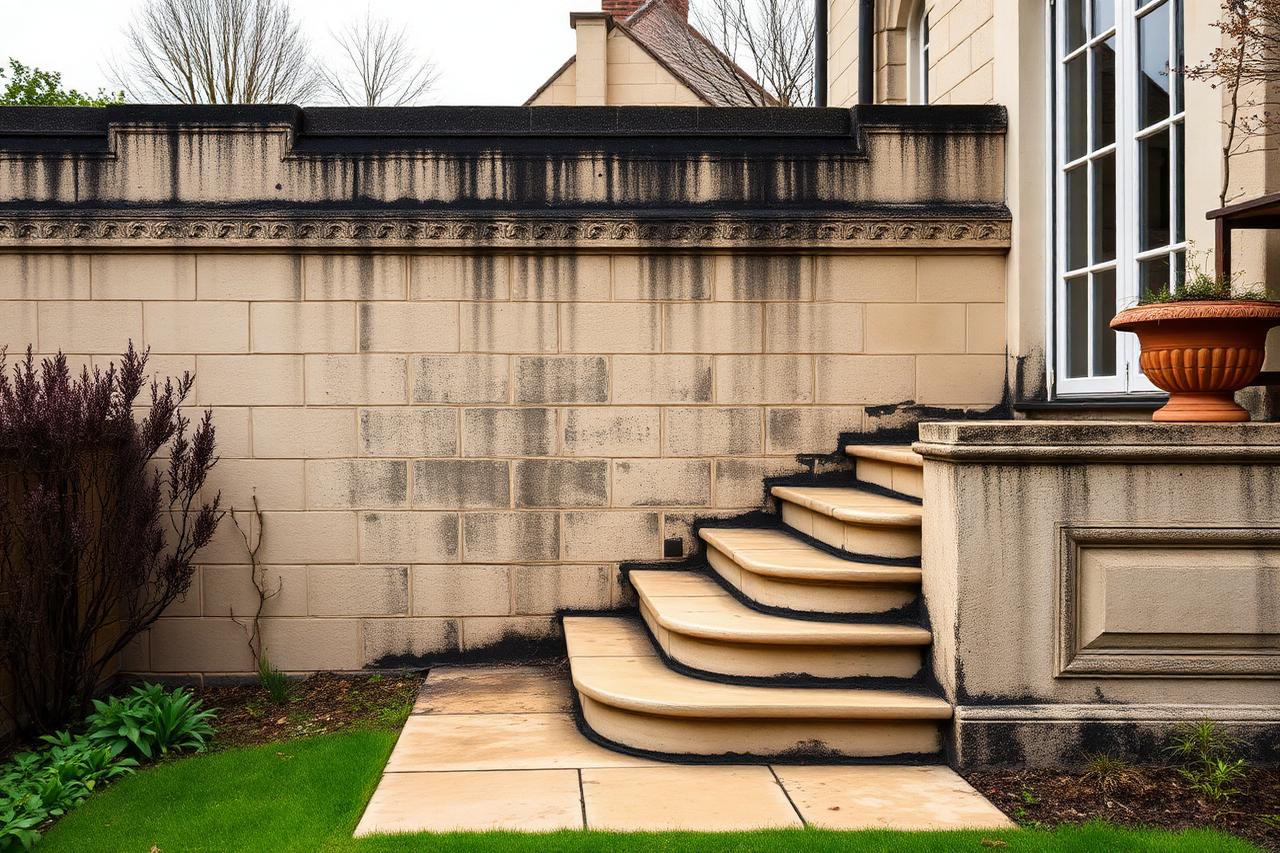 Sandstone patio · Wrea Green before restoration